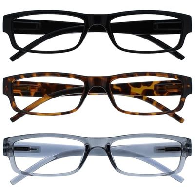La Société Lunettes De Lecture Noir Brun Gris Léger Confortable Lecteurs Valeur Pack 3 Hommes Femmes RRR32-127 +2,50