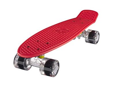 Ridge Mini Cruiser Skate Skateboard Retro 22" Completo nel Rosso, Cuscinetti ABEC 7, Rosso- Chiaro