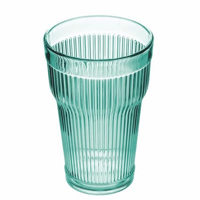 Villa d'Este Home Tivoli Set 6 Bicchiere 400 ml in acrilico, superficie lavorata con righe verticali, acquamarina, Fashion Ocean