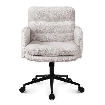 Youhauchair Bureaustoel, Imitatie Kasjmier Office Chair, Comfortabele Make-up Stoel met Verstelbare Hoogte, Ergonomic Chair Bureaustoelen voor Thuis en Slaapkamer, Creme