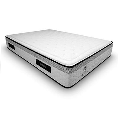 Duérmete Online Matelas en Mousse Visco-élastique Baros – Hauteur 24 cm – Tissu Tencel – Traitement Sanitized, Mousse, Blanc, 150 x 190 cm