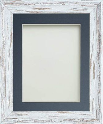 Frame Company Lynton Driftwood Photo Frame with Blue Mount, 12x10 for 10x8 inch, fitted with perspex