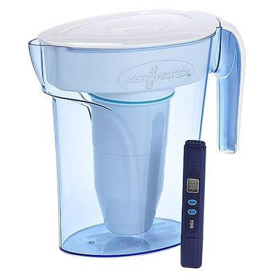 ZeroWater Filtro de água de 1,7 litros, medidor de qualidade de água gratuito, livre de BPA e certificado para reduzir o chumbo e outros metais pesados, cartucho de filtro incluído