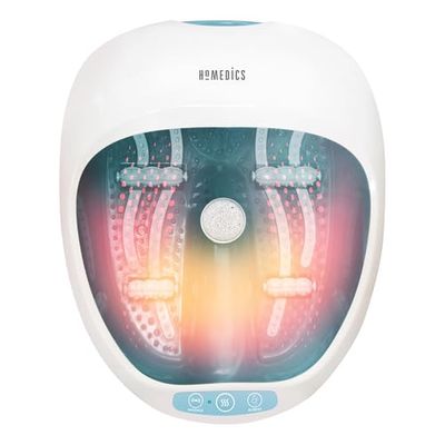 HoMedics Luxury Spa Voetenbadje – Massage Voetspa, Verzachtend 4-in-1 met Warmtefunctie, Hydromassage, Bloedcirculatie, 4 Bubbelstroken, Pedicure, Puimsteen en Roller inbegrepen – Tot EU maat 47