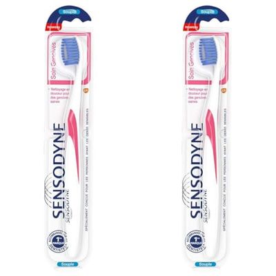 Brosse à Dents Sensodyne, Soin Gencives, Pour Dents Sensibles, Souple (Lot de 2)