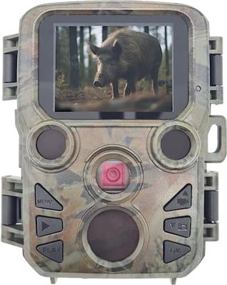 Berger + Schröter Mini fotocamera da 12 MP fino a 32 GB Full HD PIR sensore di movimento 850 nm LED neri per video e registrazione audio, registrazione notturna, IP54, impermeabile