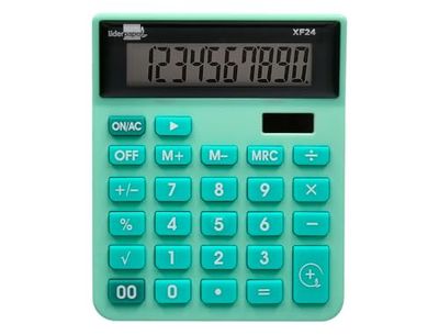 Calcolatrice leadercarta tavolo xf24 10 cifre solari e batterie colore verde 127x105x24 mm