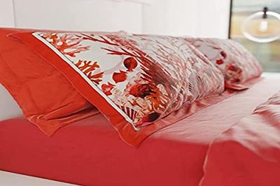 PETTI Artigiani Italiani - Taies d'oreiller de lit, 2 taies d'oreiller 50 x 80 cm, taie d'oreiller, taies d'oreiller en Microfibre hypoallergénique, fabriqué en Italie, taies d'oreiller Corail Rouge