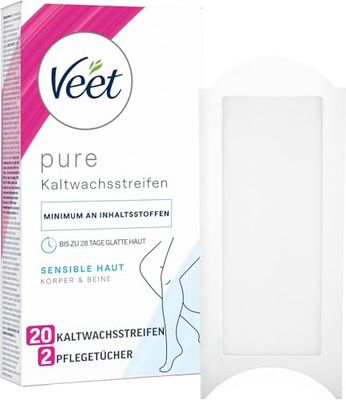 Veet Easy-Gelwax Technology - tiras de cera fria para pernas e corpo para todos os tipos de pele