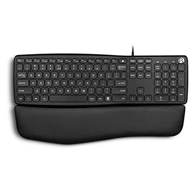 Perixx PERIBOARD-527 Wired Comfort USB Keyboard - Laptop Scissor Keys - Curved Ergo-Lite Design - Detachable Soft Wrist Rest - Black - USA QWERTY