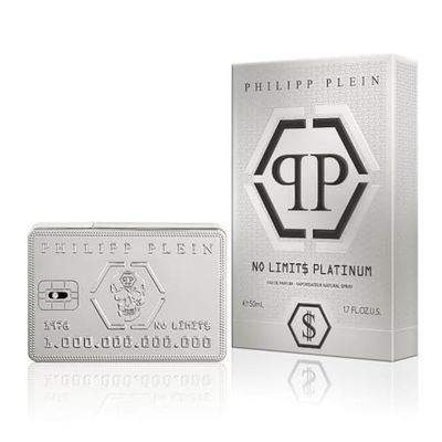 Philipp Plein – Eau de Parfum No Limits Platinum 50 ml – Perfume para Hombres – Perfume de Aroma Fougère – Notas Aromáticas – Frasco Platino Exclusivo en Forma de Tarjeta