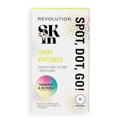 Revolution SKin, Spot, Dot, Go! Spot Patches, Discrete Pimplepleisters met Salicylzuur en Tea Tree, Veganistisch en Dierproefvrij, 60 Pleisters per Doos
