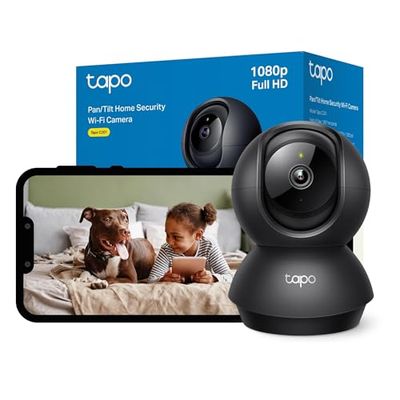 Tapo C201 Pan/Tilt Indoor Camera House Security Camera, WiFi Camera, No Monthly Fee, AI Detection, Dog Camera, Baby Camera Monitor, 1080p Full HD, 360° View, Night Vision, Works with Alexa & Google