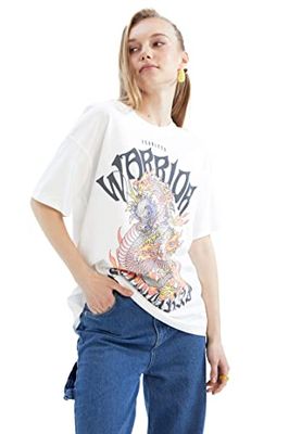 DeFacto T-shirt voor dames, off-white, M