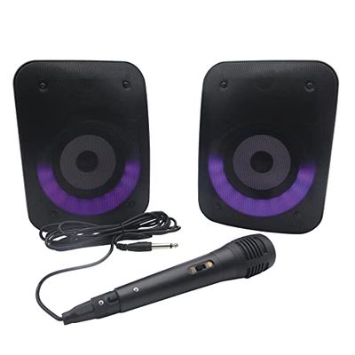 Lexibook iParty-2 Altoparlanti Stereo, Microfono Incluso, Luminoso, Durata della Batteria 3H, Bluetooth 5.0, Colore Grigio