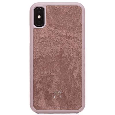 Woodcessories - Design Custodia, Cover Compatibile con iPhone Xs Max in vera ardesia - EcoBump Stone (Rosso Canyon)