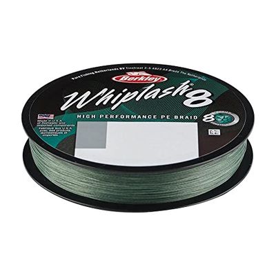 Berkley Coup de fouet8 Whiplash8, Ligne de pêche, Superline, Predator Fishing, Brochet, Perche, Sandre, Truite, Unisexe, Vert Mousse, 0.16mm, 20.9kg, 46lb, 165yd