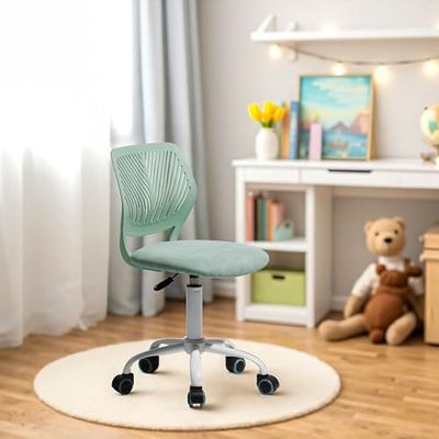 HOMYLIN Lot de 1 Chaise de Bureau pivotante sans accoudoirs pour Enfants avec Assise en Tissu et Dossier en Plastique, siège coloré réglable en Hauteur pour Enfants, étude, Jeux d'enfants, Cactus