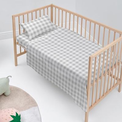 Vichy Juego de sábanas 2 piezas 120x180 cm (Maxicuna) Gris