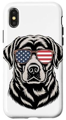 Patriotic Labrador Retriever Dog American Flag Sunglasses Case for iPhone X/XS