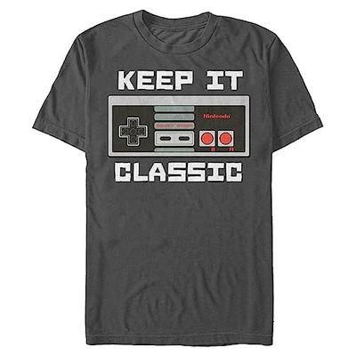 Nintendo Men's Keep It Classic T-Shirt, Charcoal, XL