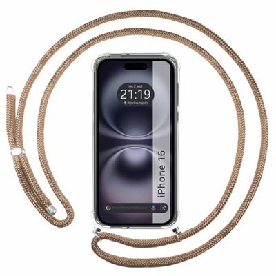 Przezroczyste etui z zawieszką do iPhone'a 16 (6.1) ze sznurkiem Camel