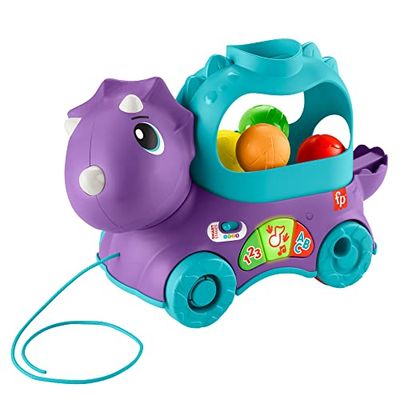 Fisher-Price Jouet D’Éveil Tricératops Lance-Balles Avec Effets Sonores Et Lumineux, 3 Niveaux D’Apprentissage Éveil Progressif, Version Française, Jouet Enfant, Dès 12 Mois, HNR56