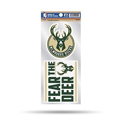 NBA Rico Industries Double Up Die Cut 2-Piece Sticker Sheet, Milwaukee Bucks, 4 x 9-inches