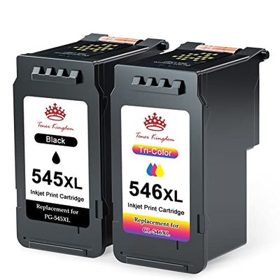 Toner Kingdom Compatible PG-545XL CL-546XL Remplacement pour Cartouches d'encre Canon 545 546 XL pour Canon Pixma TS3350 MG2950 MG2550 TS3150 TS3450 TR4550 TR4650 MX495 MG2555S (1 Noir, 1 Tricolore)