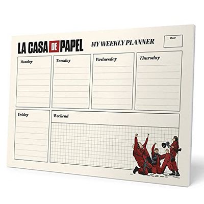 Grupo Erik Money Heist Weekly Planner A4 | Money Heist Calendar | Family Calendar | 54 Tear Off Pages | Desk Calendar | Organiser Planner | Money Heist Gifts | La Casa De Papel Gifts