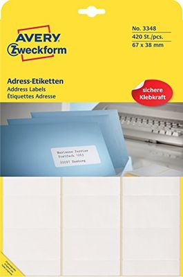 Avery Zweckform 3348 Address Labels Sheet 67x38 mm 420 Sheets
