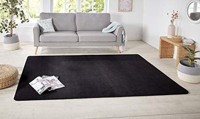 Hanse Home Nasty Tapete de cabelo curto monocor, para sala de jantar, sala de estar, quarto das crianças, corredor, quarto, cozinha, cor preta, 80 x 150 cm