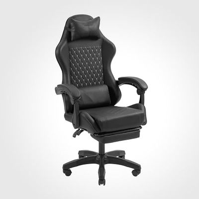 Mars Gaming MGC-X, Ergonomiczny Fotel Gamingowy, Skóra Syntetyczna, Odchylane Oparcie i Regulowana Wysokość, Dynamiczne Podłokietniki, Poduszka Szyjna i Lędźwiowa, Wysuwanym Podnóżkiem, Czarny