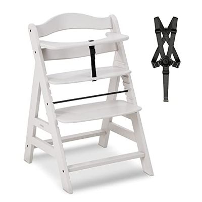 hauck Alpha+ Barnstol för barn från 6 månader till 90 kg, inkl. skyddsbygel, 5-punktsbälte och grenrem, växande barnstol av FSC®-certifierat bokträ (kräm)