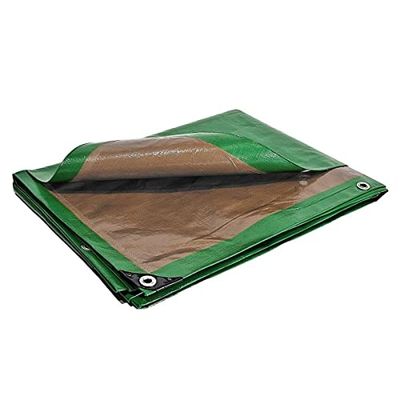 Lona para madeira 5 x 8 m - TECPLAST - HQ250BO - verde e castanho - Desempenho máximo - lona de proteção impermeável para cobertura de lã