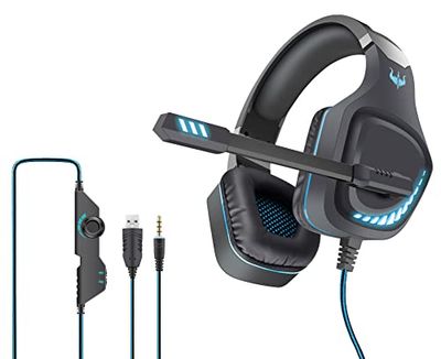 OVLENG Auriculares Gaming USB con LED Azul