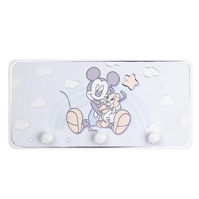 VALENTI & CO. Disney Myszka Miki - Drewniany wieszak z nadrukiem ze srebrnymi wytłoczonymi detalami - idealny jako wieszak na drzwi, wieszak ścienny lub wieszak na ręczniki łazienkowe