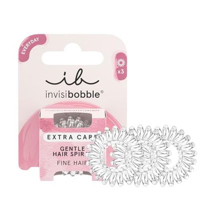 invisibobble Extra Care Mini Crystal Clear Hair Bobbles I Small 3 x Transparent Hair Bobbles Fine Hair I The Original, Designed in the Heart of Munich