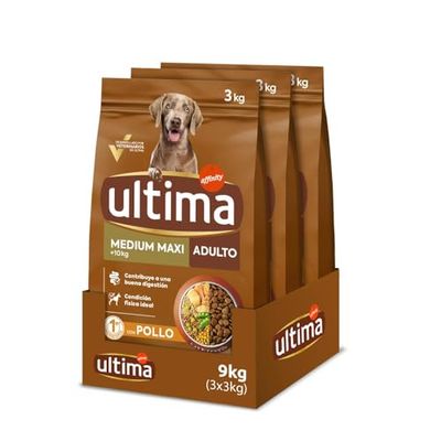 Ultima Cibo per Cani Medium-Maxi Adulto con Pollo - Confezione da 3 x 3 kg - Totale: 9 kg