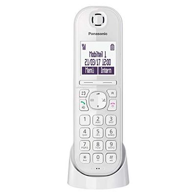 Panasonic Teléfono IP DECT KX-TGQ200GW (inalámbrico, compatible con Cat-iq 2.0, modo manos libres, bloqueo de llamadas, Eco-Plus, teléfono digital) blanco