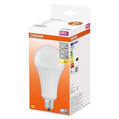 OSRAM LED Star Classic A200, lampada LED smerigliata a forma di lampadina, base E27, bianco caldo (2700K), 3452 lumen, sostituzione di lampadine convenzionali da 200W, confezione da 4