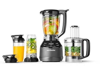 nutribullet triple Prep System, batidora eléctrica, batidora de vaso profesional multifunción, 1500 vatios de potencia, 3 electrodomésticos, 1 base inteligente,negro, NBF580B