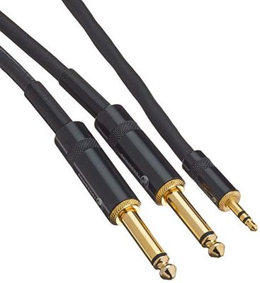 Proel CHLP170LU15 professionele Y-kabel (Yongsheng 3,5 mm stereo jack op 2 x Yongsheng 6,3 mm mono-jack, vergulde contacten, 1,5 m) zwart
