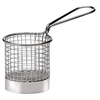 Cestino per frittura in acciaio inox, cestino per snack, acciaio inox, aspetto dorato Ø 9 cm, H: 8,5 cm, manico 9 cm
