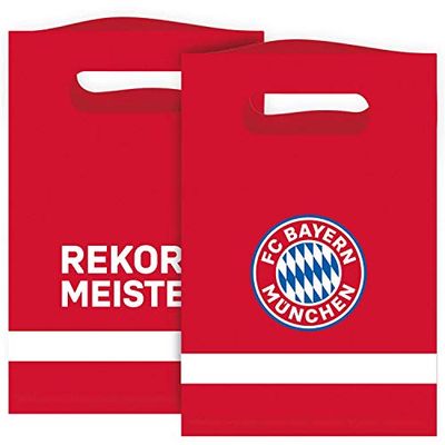 amscan 9906512 - Sacchetti di Carta FC Bayern Monaco, 8 Pezzi, Dimensioni 15,8 x 23,6 cm, con Logo, Maestro Record