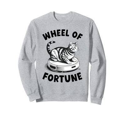Wheel Of Fortune Cat On Robot Vacuum Cleaner Cat Sweatshirt