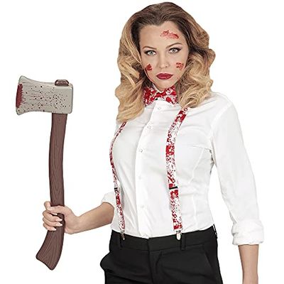 W WIDMANN MILANO Party Fashion, Accessoires bretelles + Nœud Papillon, design effrayant, polyvalent pour Halloween, taille unique, facile à utiliser pour un look mémorable