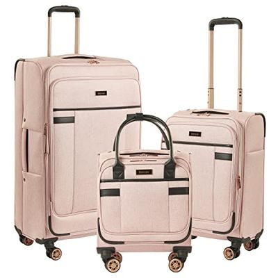 kensie Ensemble de 3 valises Hudson, Rose, 3-Piece Set (16/20/28), Hudson Softside Ensemble de 3 valises à roulettes pivotantes