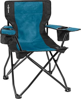 BRUNNER 0404038N.C55 Silla Plegable de Camping con reposabrazos amplios, Marco de Seguridad antivuelco, Gris/Verde, Capacidad de 102 kg, Azul Claro/Negro, Standard