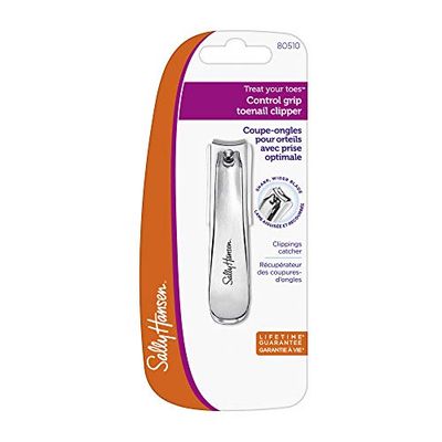 Sally Hansen Strumenti di bellezza, Trattare le dita dei piedi, Control Grab Toenail Clip W/Catcher, Tagliaunghie, Tagliaunghie dei piedi, Tagliaunghie professionale, Lama larga, Acciaio inossidabile